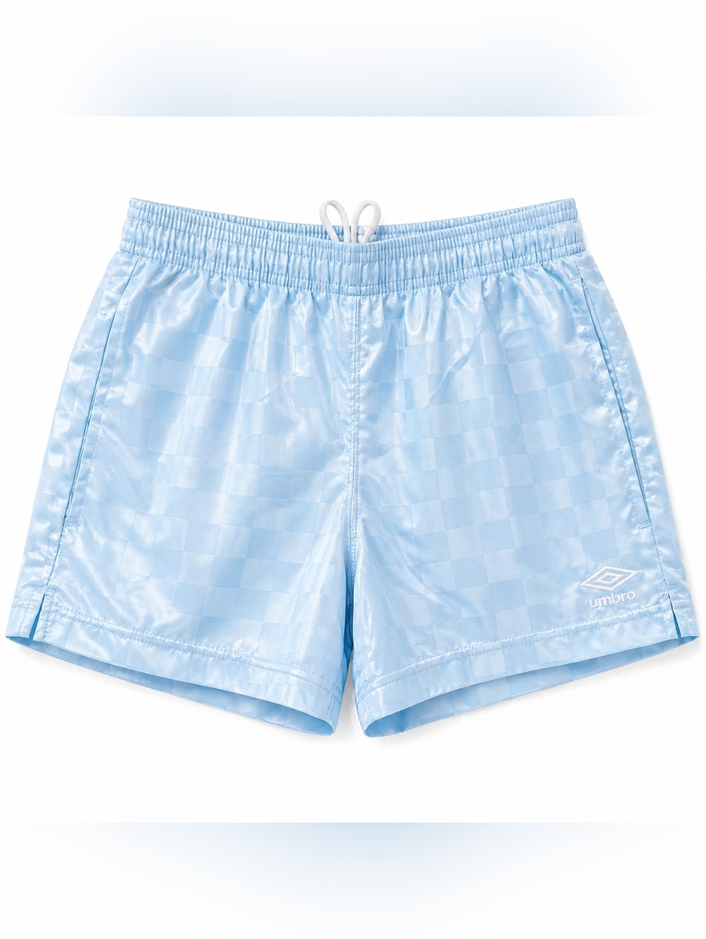 2/$25 Umbro Soccer Shorts Youth M 10-12 Light Blue Checkered Drawstring NWOT